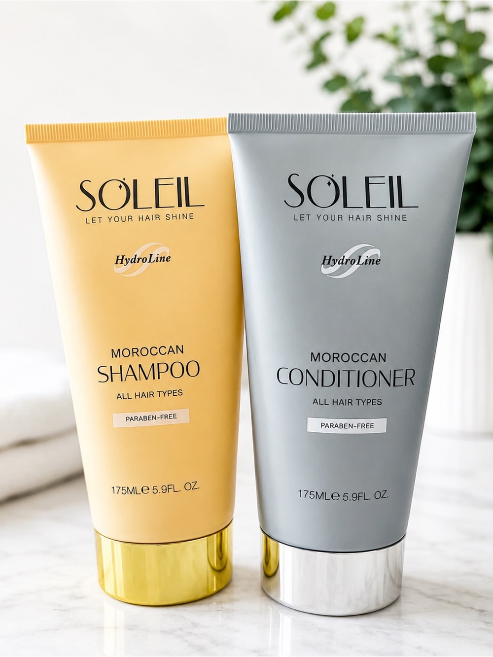 Soleil Moroccan Kids Shampoo & Conditioner Set — Yellow & Gray